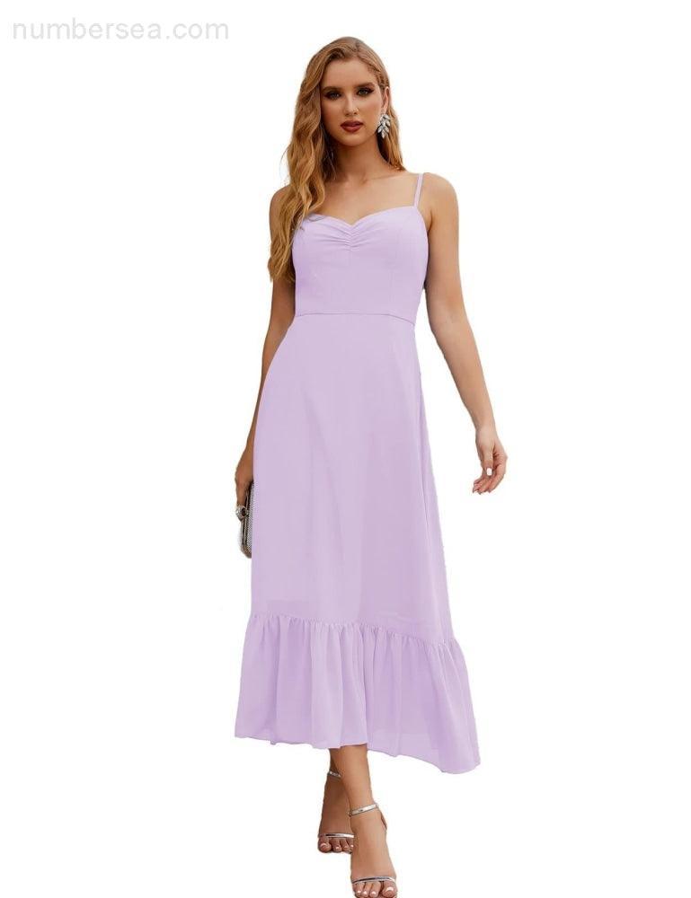 Spaghetti Strap Chiffon Bridesmaid Dress Ankle Length Formal A Line Cocktail Party Homecoming Dress for Juniors  SEA28028