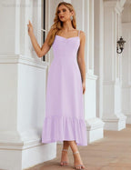 Spaghetti Strap Chiffon Bridesmaid Dress Ankle Length Formal A Line Cocktail Party Homecoming Dress for Juniors  SEA28028