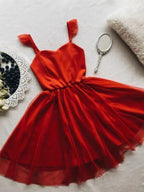 Spaghetti Strap Red Short Prom Dress Mini Homecoming Dress