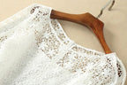 Elegant White Half Sleeve Lace Round Neck Homecoming Dresses