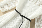 Elegant White Half Sleeve Lace Round Neck Homecoming Dresses