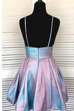 Spaghetti Strap Formal Dress Short V-neck Homecoming Dresses