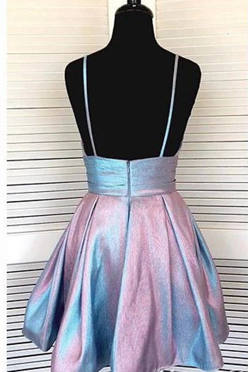 Spaghetti Strap Formal Dress Short V-neck Homecoming Dresses