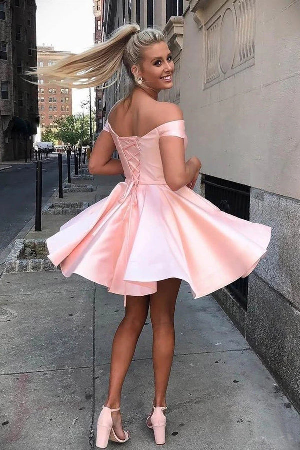 Simple Off the Shoulder Homecoming Dresses Lace up Homecoming Dress