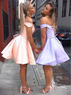 Simple Off the Shoulder Homecoming Dresses Lace up Homecoming Dress