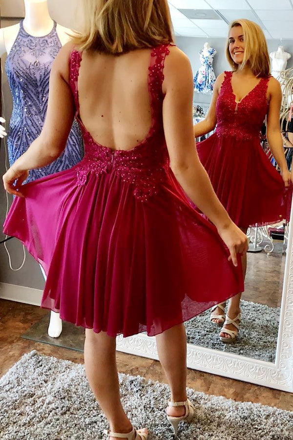 V-neck Homecoming Dress,Custom Made Hoco Dresses, Short Prom Dress