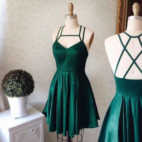 Halter Dark Green Homecoming Dress Short Prom Dress Party Dress