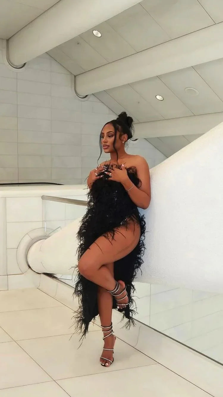 Sexy Black Evening Dress,Unique Black Evening Gown Y2217