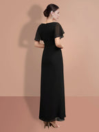 Sheath/Column Ankle-Length Short Sleeves Mother of the Bride Dresses