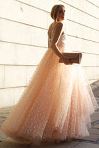 Sparkly Prom Dresses A-line Straps Beading Long Beautiful Prom Dress Evening Dress