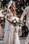 Roycebridal Sweetheart Neck Lace Beach Ivory Rustic Boho Wedding Dresses