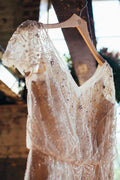 Sparkly Wedding Dresses Romantic A-line V-neck Beading Chiffon Bridal Gown