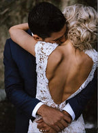 Roycebridal Charming Mermaid Lace Ivory Cap Sleeves Wedding Dresses, Bridal Dresses