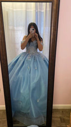 Blue Off The Shoulder Ball Gown,Blue Quinceanera Dress,Sweet 16 Dress Y6508