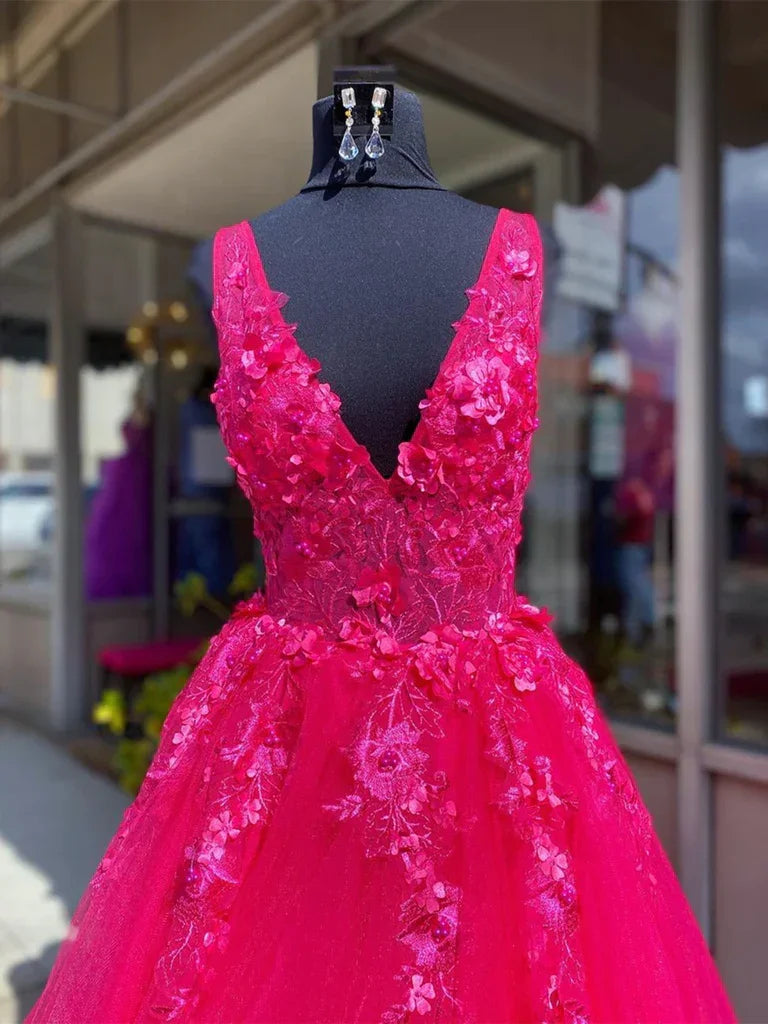 V Neck Lace Prom Dresses,V Neck Long Lace Formal Evening Dresses Y1560