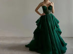 Sparkly Evening Dress Green Corset A-line Evening Gown Y6339