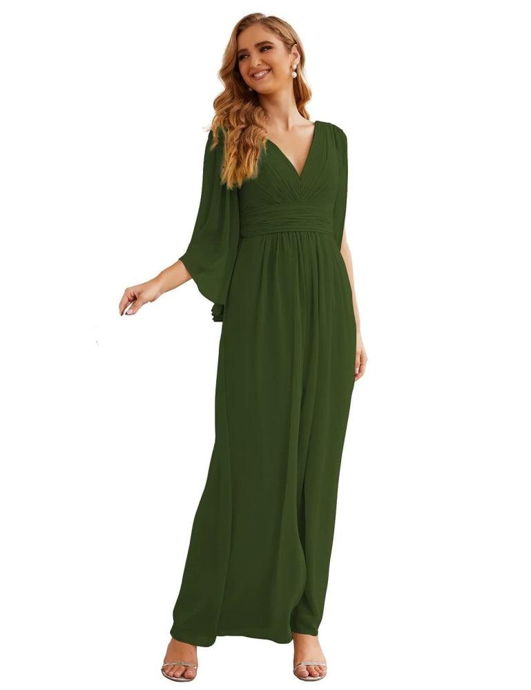 Chiffon Bridesmaid Dresses with Split for Women Wedding Long Party Prom Gown Flutter Sleeve SEA28045