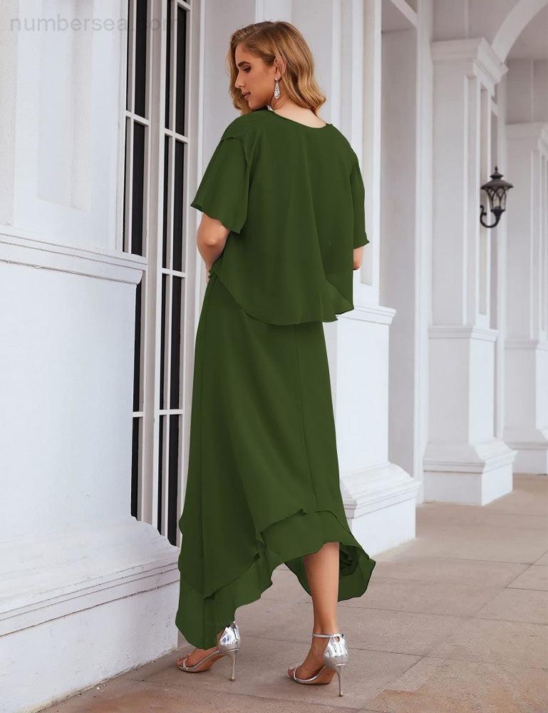 Chiffon Plus Size Mother of Bride Dresses with Jacket Formal Dresses for Wedding SEA28073