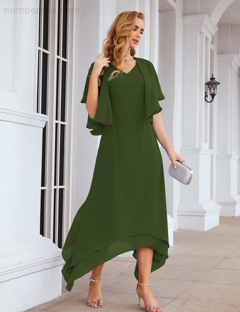 Chiffon Plus Size Mother of Bride Dresses with Jacket Formal Dresses for Wedding SEA28073