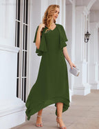 Chiffon Plus Size Mother of Bride Dresses with Jacket Formal Dresses for Wedding SEA28073