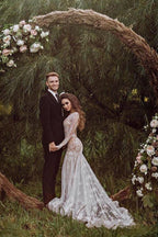 Mermaid Backless Long sleeves Lace Bohemian Wedding Dresses