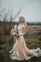 Mermaid Long Sleeves Bohemian Wedding Dresses With Appliques