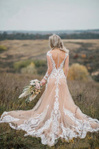 Mermaid Long Sleeves Bohemian Wedding Dresses With Appliques