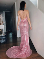 Mermaid Ruffles Sequins Prom Dresses SYP133