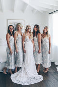 Mermaid V-neck Lace Wedding Dress With Sweep Train