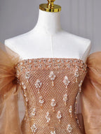 Luxury Off The Shoulder Tulle Beaded Prom Dress Long Mermaid Evening Dress Y8610