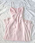 Pretty A Line Spaghetti Straps Pink Chiffon Prom Dress Evening Gowns With Lace Y8285