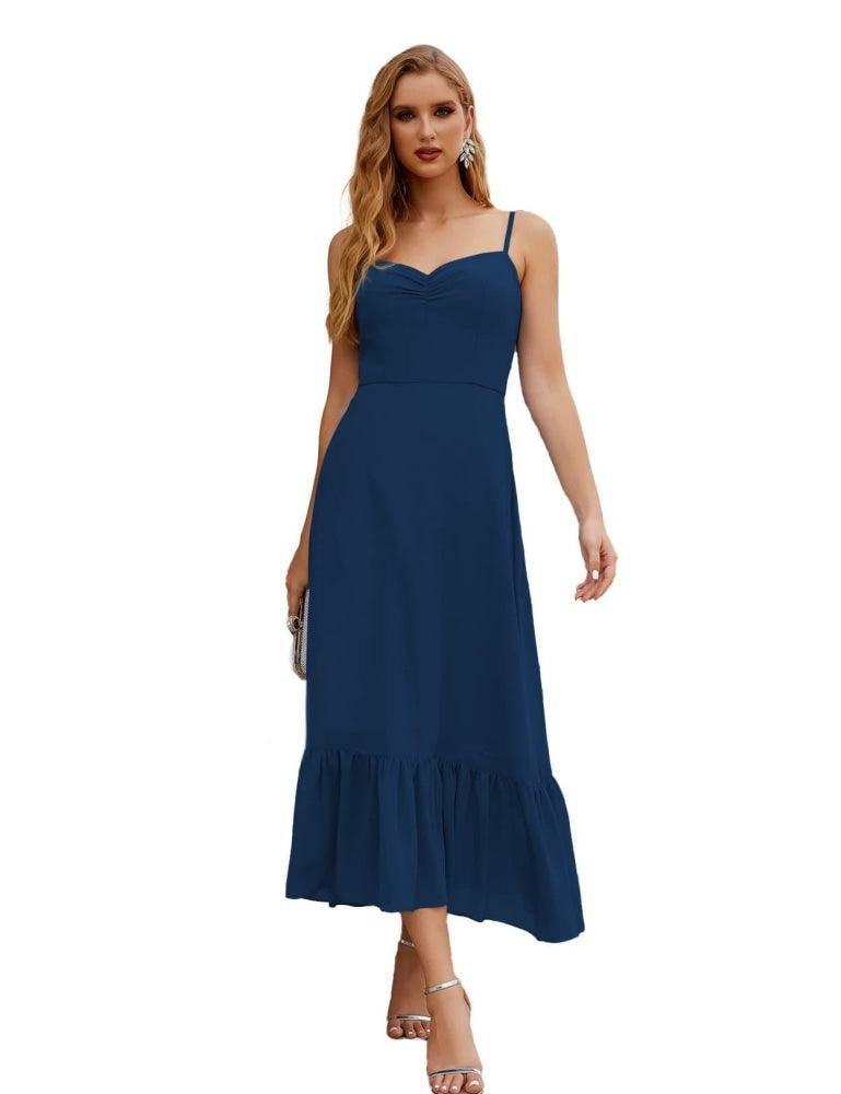 Spaghetti Strap Chiffon Bridesmaid Dress Ankle Length Formal A Line Cocktail Party Homecoming Dress for Juniors  SEA28028