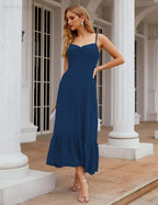 Spaghetti Strap Chiffon Bridesmaid Dress Ankle Length Formal A Line Cocktail Party Homecoming Dress for Juniors  SEA28028