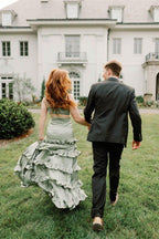 Melssa | Knotted Sage Ruffles Mermaid Tiedred Maxi Dress