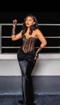 Vintage Black Mermaid Evening Dress Black Dinner Dress Y6679