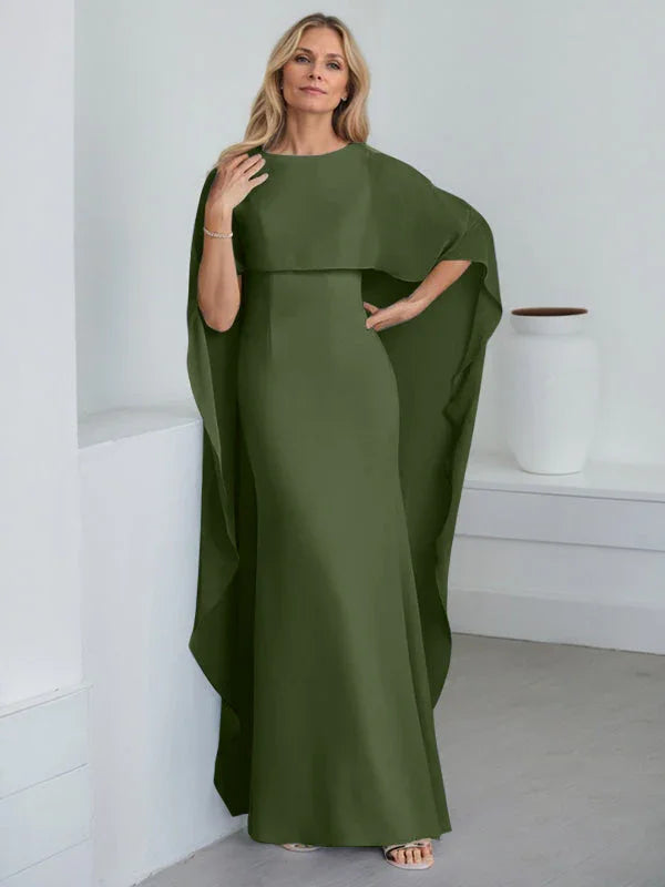Sheath Scoop Floor-Length Chiffon Mother of the Bride Dress With Cascading Ruffles