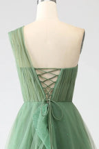 One Shoulder Prom Dress A Line Evening Dress SYP183