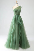 One Shoulder Prom Dress A Line Evening Dress SYP183