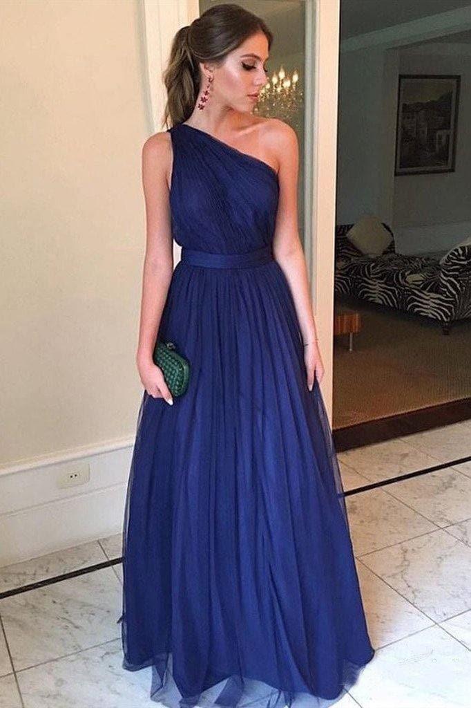 One Shoulder Prom Dress Holiday Party Outfit SYP15