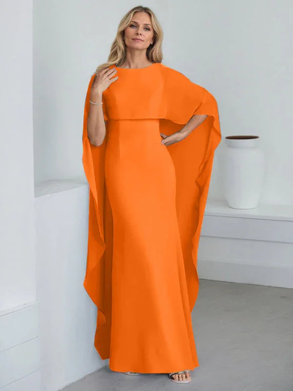 Sheath Scoop Floor-Length Chiffon Mother of the Bride Dress With Cascading Ruffles