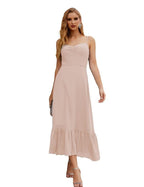 Spaghetti Strap Chiffon Bridesmaid Dress Ankle Length Formal A Line Cocktail Party Homecoming Dress for Juniors  SEA28028
