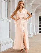 Chiffon Bridesmaid Dresses with Split for Women Wedding Long Party Prom Gown Flutter Sleeve SEA28045
