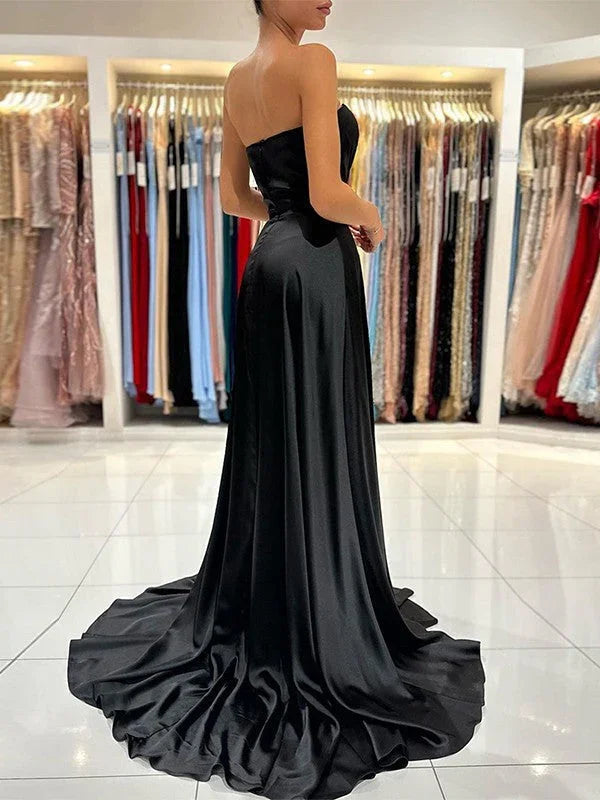 Satin Ruched Sweetheart Prom Dresses SYP137