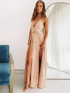 Plunging Neckline Prom Dress Floor-Length Prom Dresses SYP138