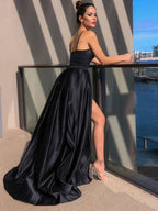 Princess Satin Sleeveless Ruffles Straps Dresses SYP126