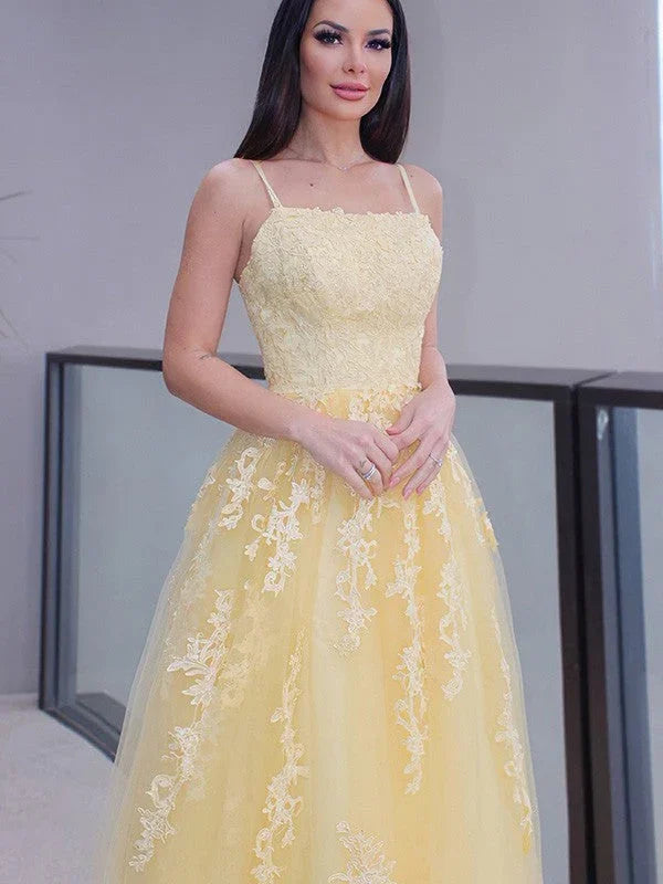 Spaghetti Straps Applique Prom Dresses SYP134