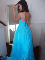 Spaghetti Straps Tulle Sweep Train Dresses SYP125