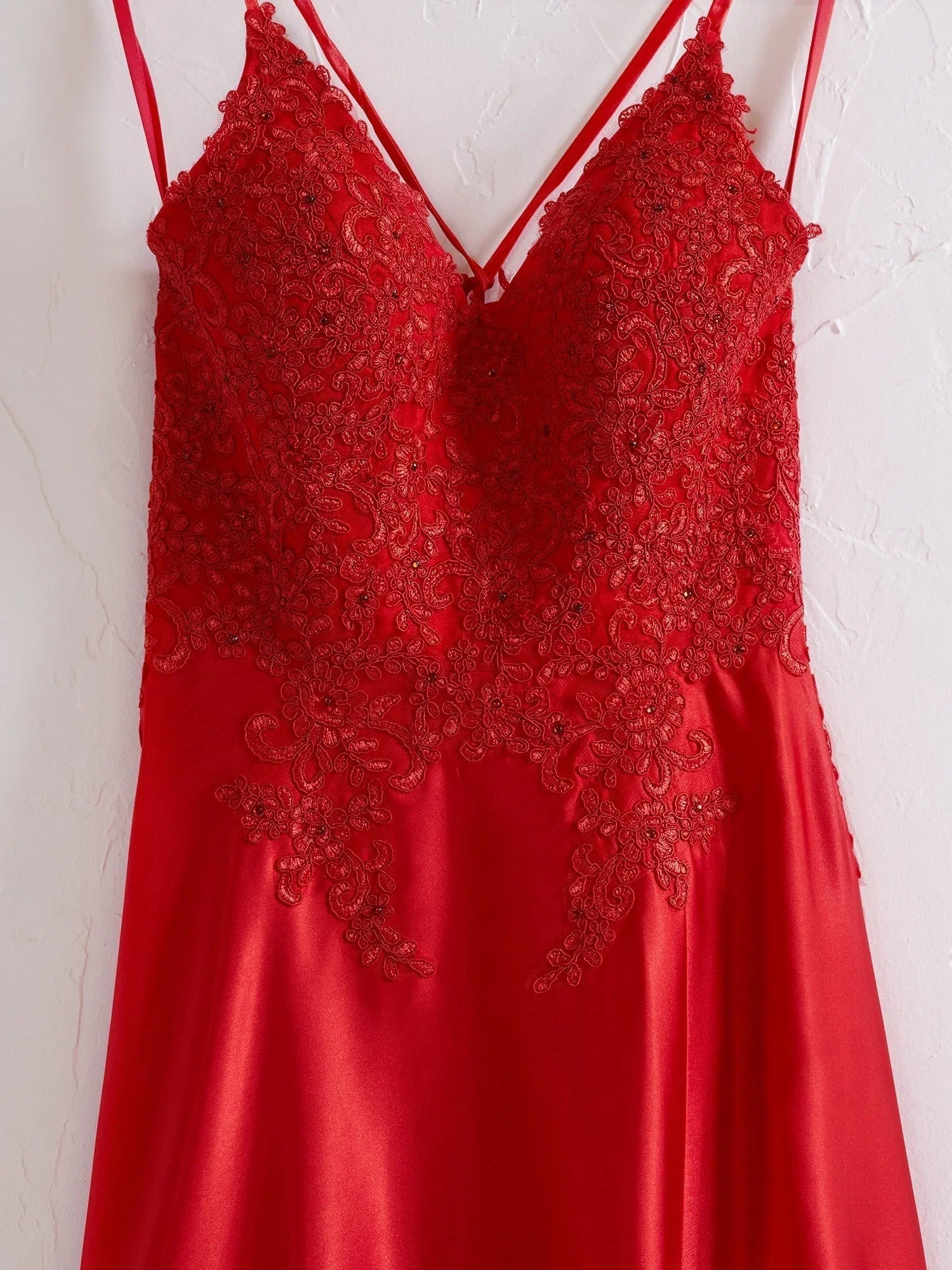 Sunnderly A-line Spaghetti Straps Corset Back Prom Dress With Split
