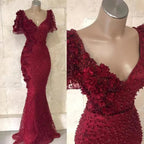 Wrap V Neck Sheath Evening Dress with Beads Petals Y956