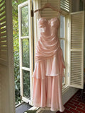 Sweet Pink Sweetheart Straps Mermaid Evening Dress Satin Long Prom Dress Y8092